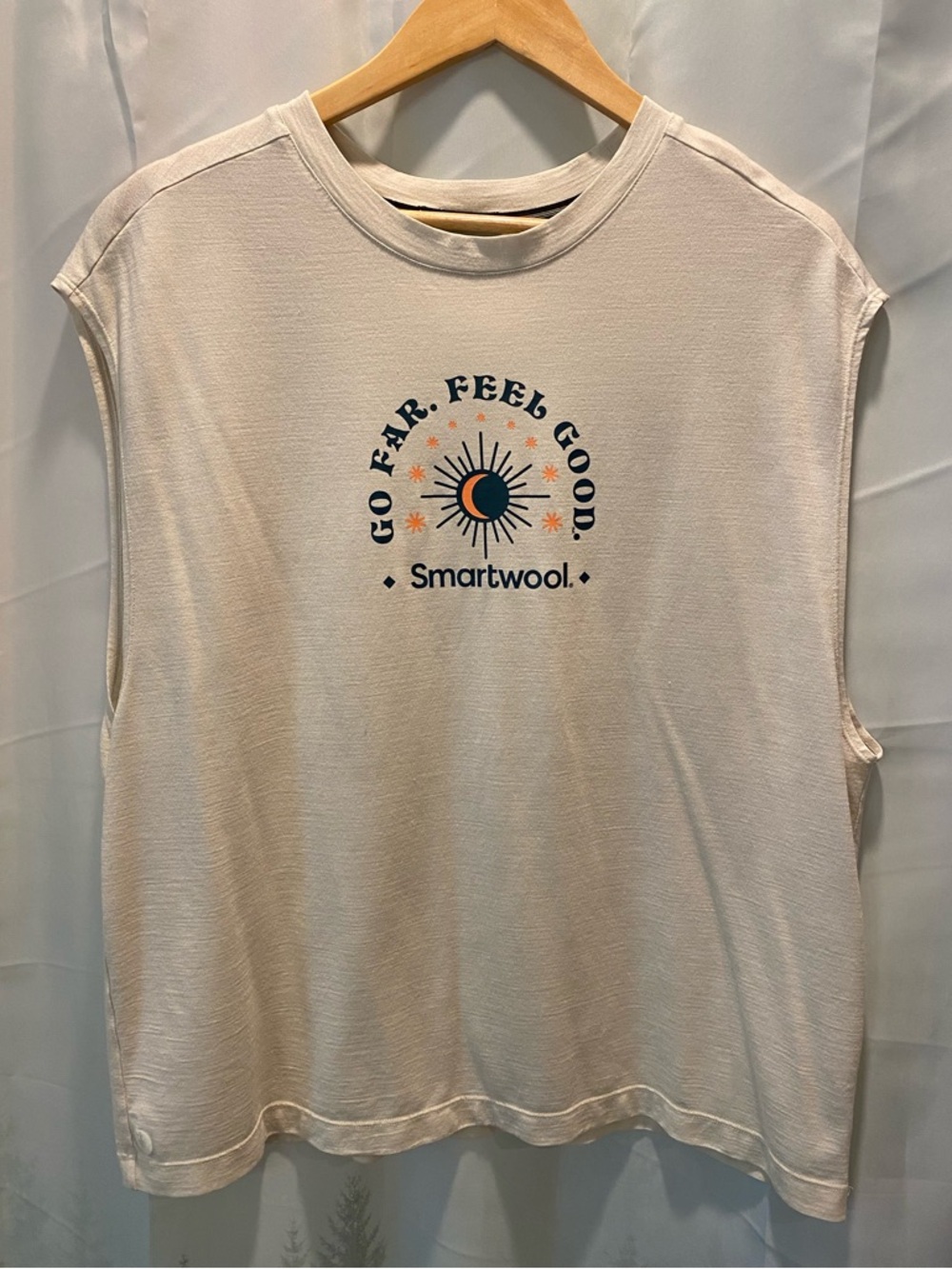 Smartwool Cream Graphic Oversized Sleeveless Tee